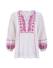 East Circe Paisley Embroidered Blouse, Pink (BLUSH), large