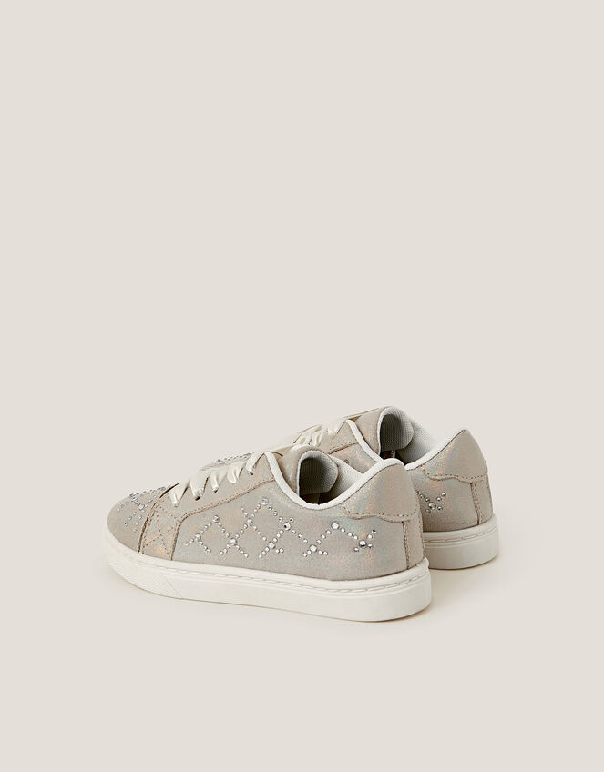Iridescent Diamante Trainers, Gold (GOLD), large