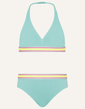 Sporty Textured Bikini Set, Blue (TURQUOISE), large