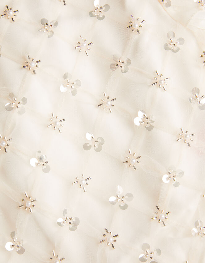 Gracie Embellished Peplum Top , White (WARM IVORY), large