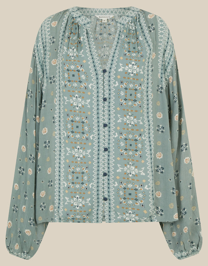 Bonny Printed Blouson Blouse, Blue (BLUE), large