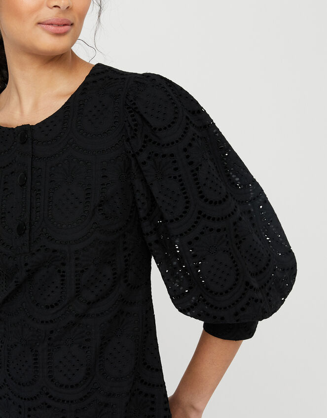 Pippa Pineapple Embroidered Lace Dress, Black (BLACK), large