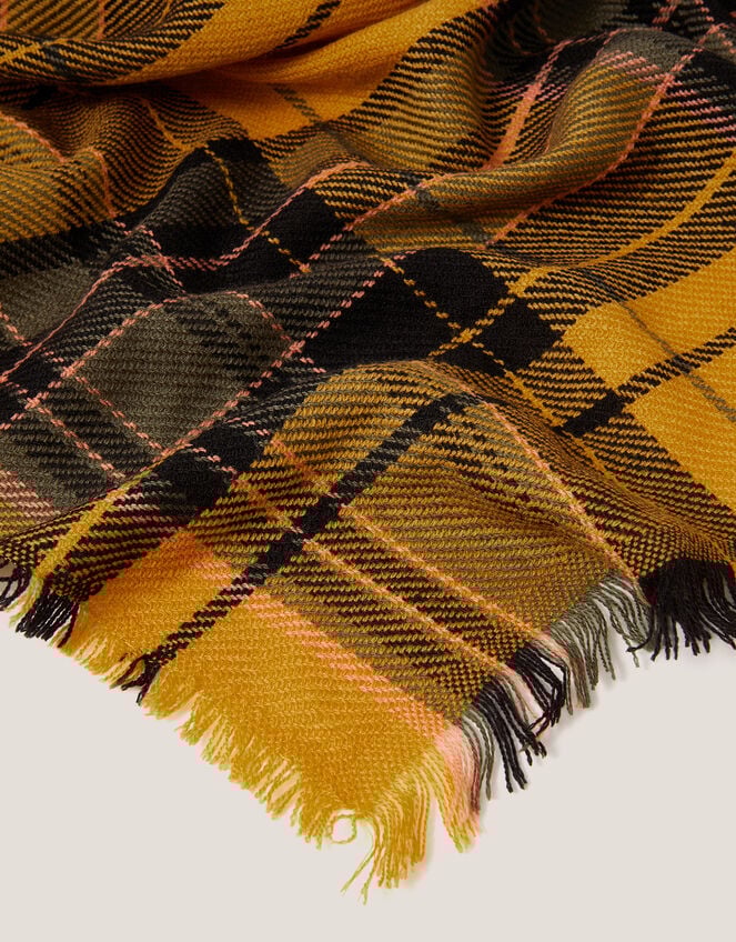Sarah Check Scarf, Yellow (YELLOW), large