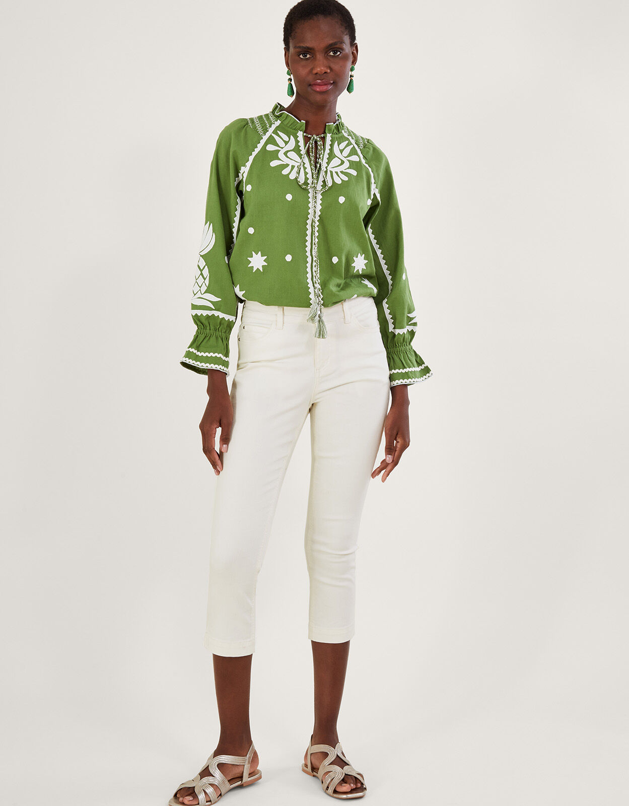Idabella Crop Skinny Jeans with Sustainable Cotton Natural Trousers Leggings Monsoon Global