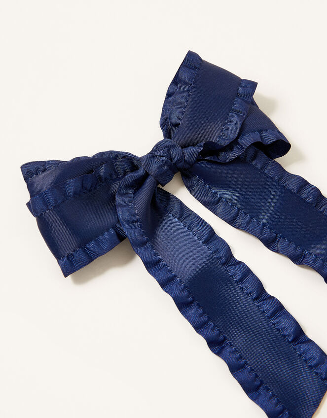 School Ruffle Bow Hair Clip, , large