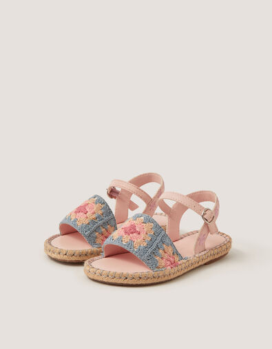 Crochet Flower Espadrille Sandals, Multi (MULTI), large