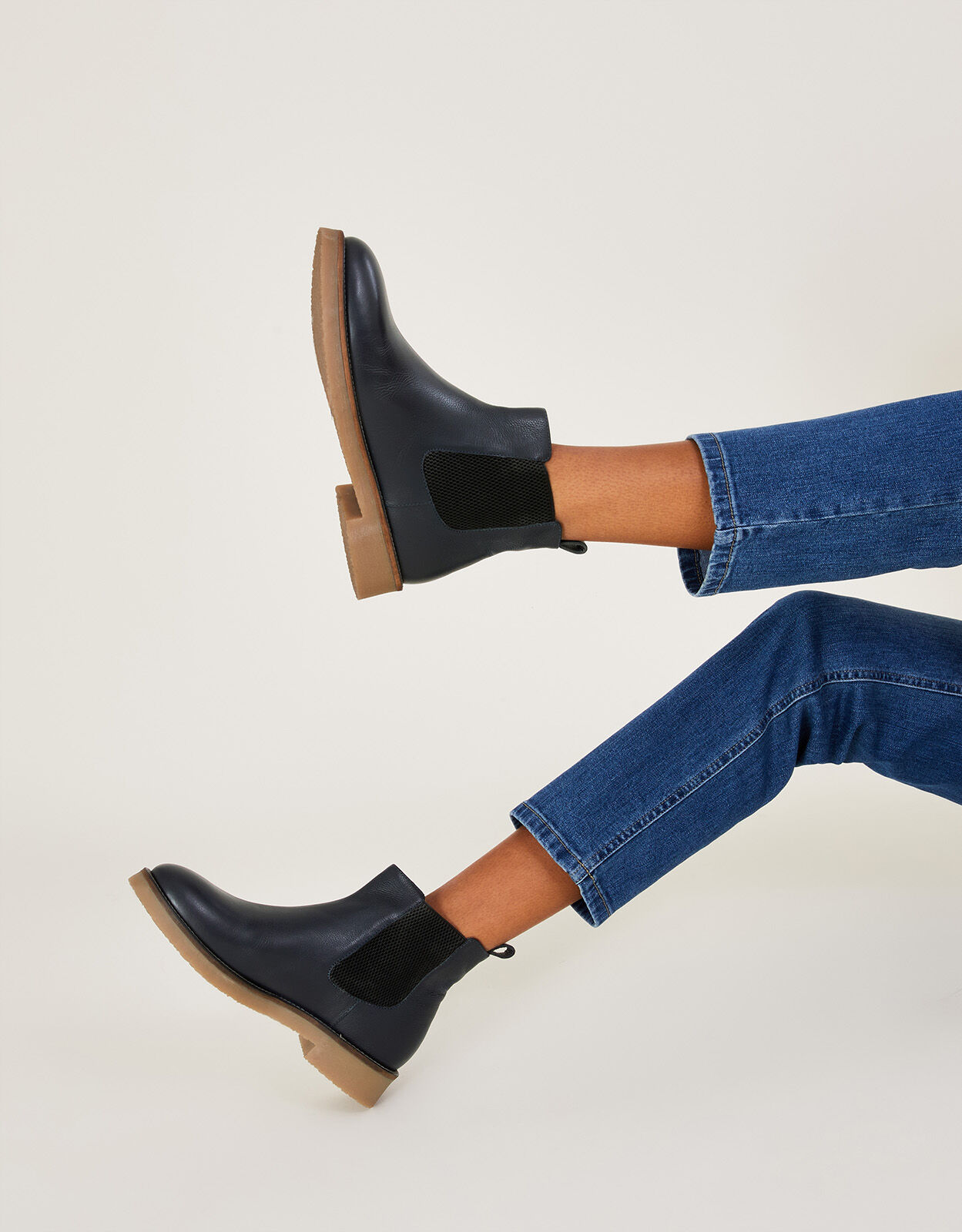 Navy leather chelsea boots ladies store