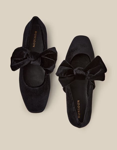 Jolie Velvet Mary Jane Ballet Flats, Black (BLACK), large
