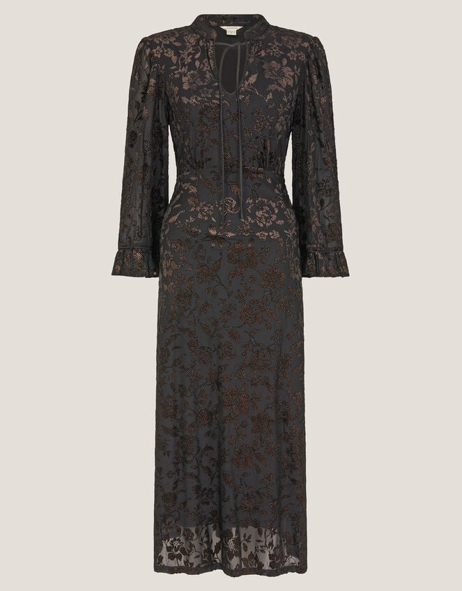 Deyla Sparkle Devoré Jersey Midi Dress, Black (BLACK), large