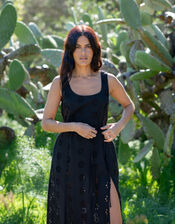 Lyrical Sisters Sleeveless Broderie Maxi Dress, Black (BLACK), large