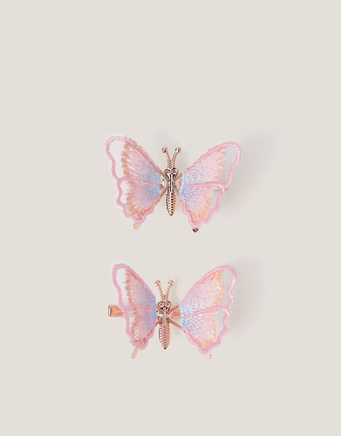 2-Pack Embroidered Spring Butterfly Hair Clips, , large