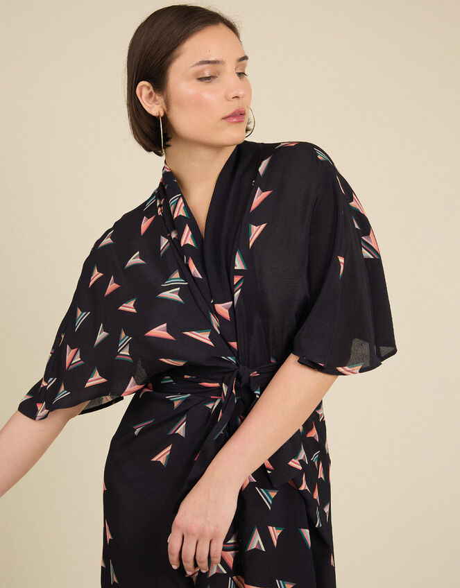 Tallulah and Hope Print Tie Dress, Black (BLACK), large