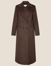 Bea Pea Coat in Wool Blend, Brown (CHOCOLATE), large