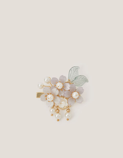 Flower Pearl Cluster Hair Clip, , large