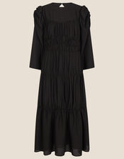 Penny Tiered Midi Dress, Black (BLACK), large