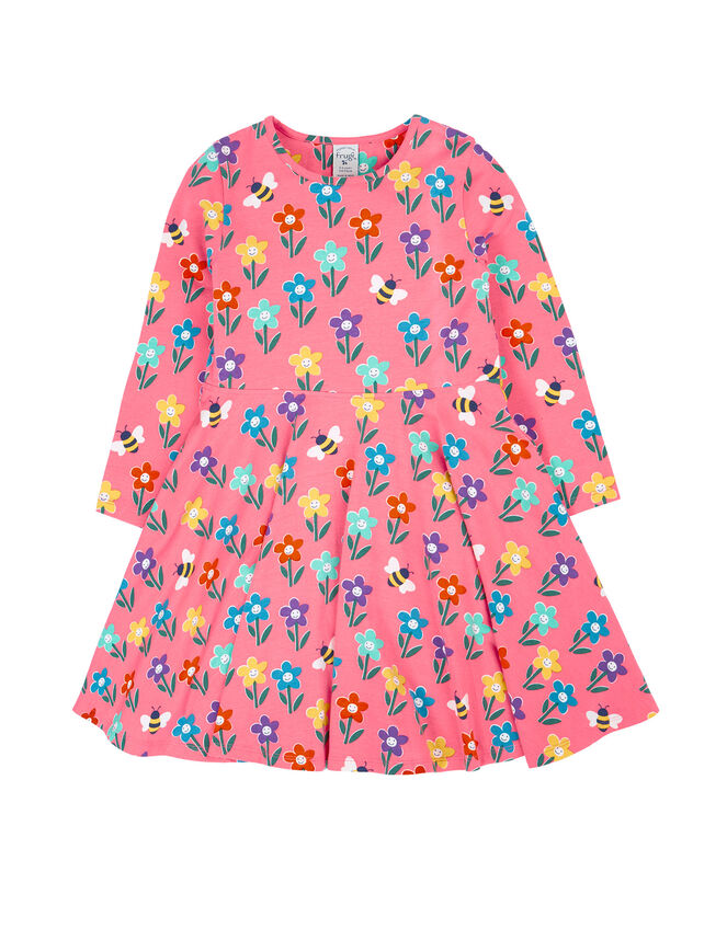 Frugi Sofia Printed Skater Dress, Pink (PINK), large