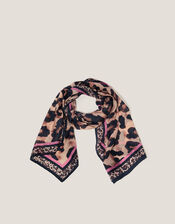 Delilah Leopard Print Silk Scarf, , large