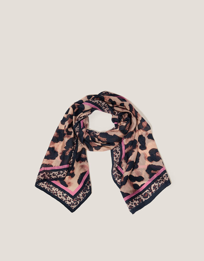 Delilah Leopard Print Silk Scarf, , large