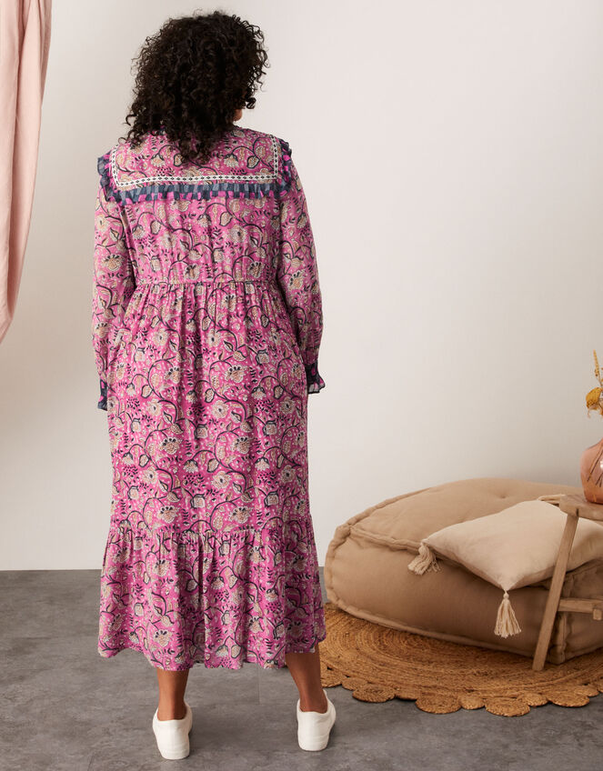 Elle Woodblock Printed Dress, Pink (PINK), large