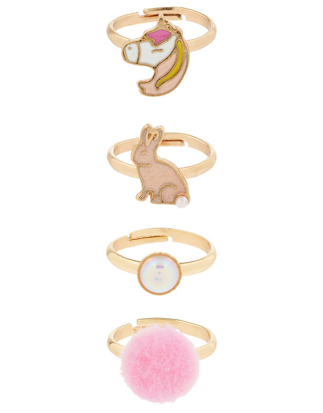 Unicorn and Bunny Adjustable Ring Multipack, , large