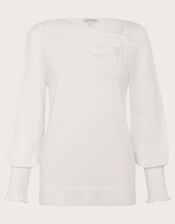 Side Knot Twist Jumper with LENZING™ ECOVERO™ , Ivory (IVORY), large
