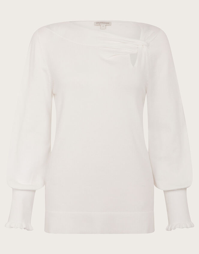 Side Knot Twist Jumper with LENZING™ ECOVERO™ , Ivory (IVORY), large