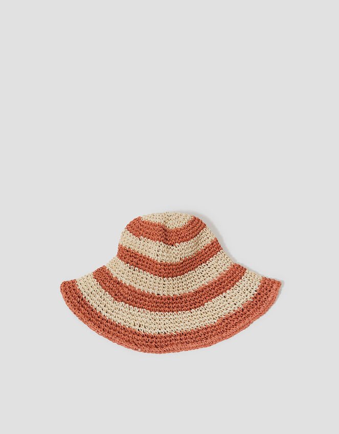 Lola Stripe Straw Bucket Hat, , large