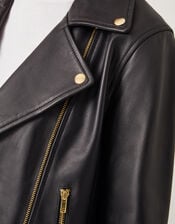 Leather Biker Jacket , Black (BLACK), large