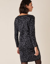 Animal Jacquard Dress with Recycled Fabric, Grey (CHARCOAL), large