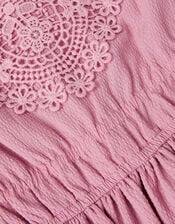 Crochet Yoke Tiered Dress, Pink (PINK), large