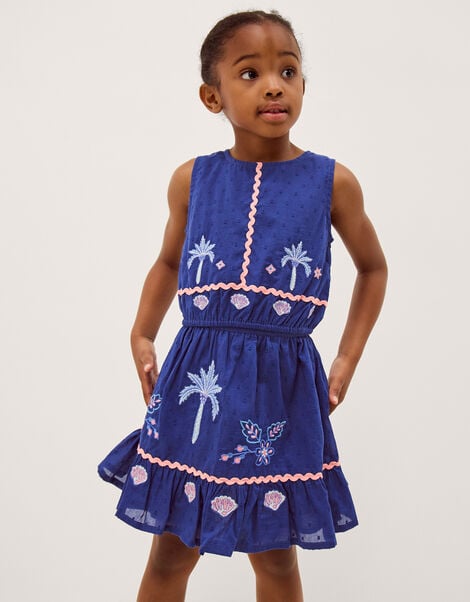 Coastal Embroidered Top & Skirt Set, Blue (BLUE), large