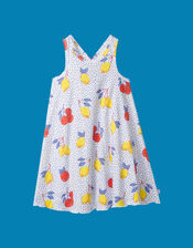 Hatley Citrus Print Trapeze Dress, White (WHITE), large