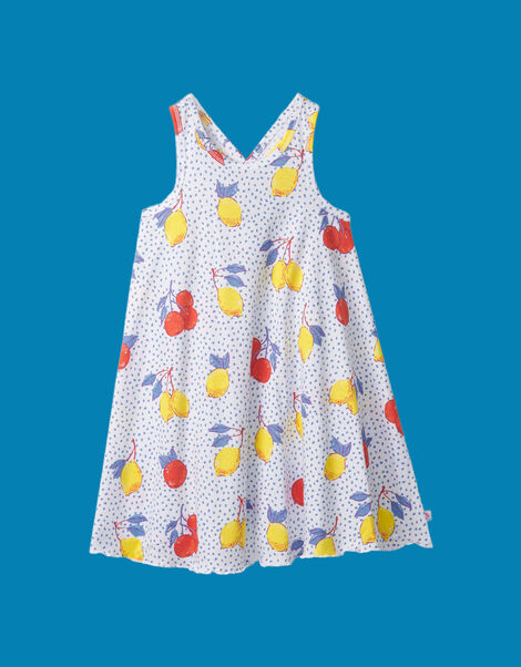 Hatley Citrus Print Trapeze Dress, White (WHITE), large