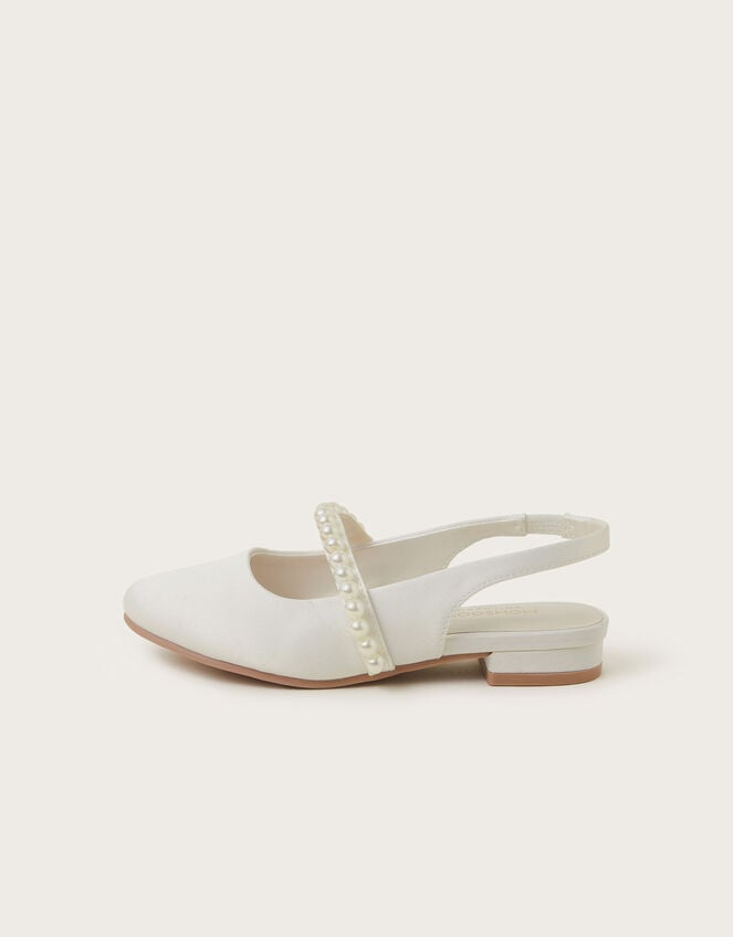 Pearl Strap Slingback Flats, Ivory (IVORY), large