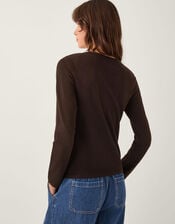 Bonnie Asymmetrical Button Jumper, Brown (CHOCOLATE), large