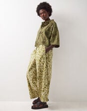 East Karlie Floral Print Wide Leg Trousers, Green (GREEN), large