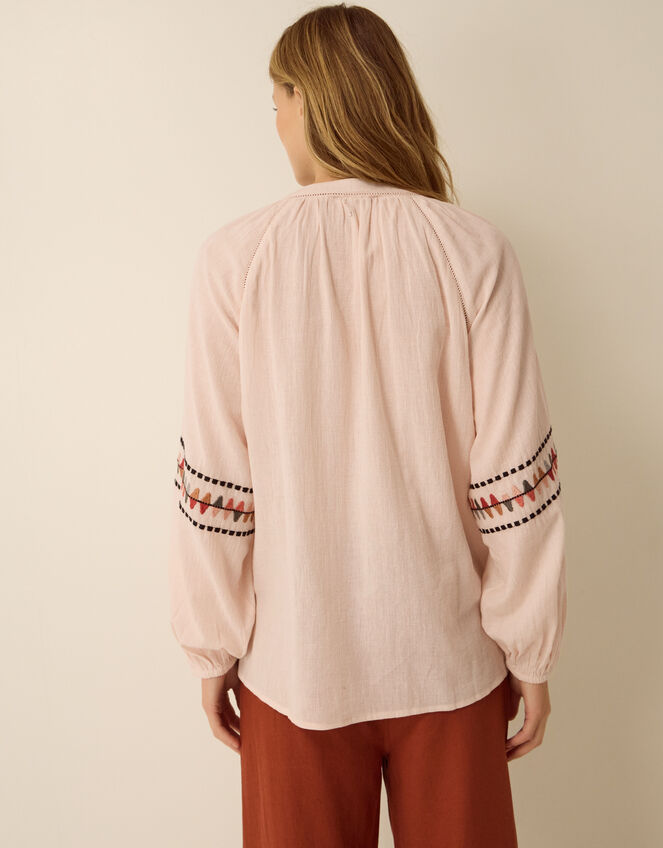 Aoife Geometric Embroidered Top, Pink (BLUSH), large