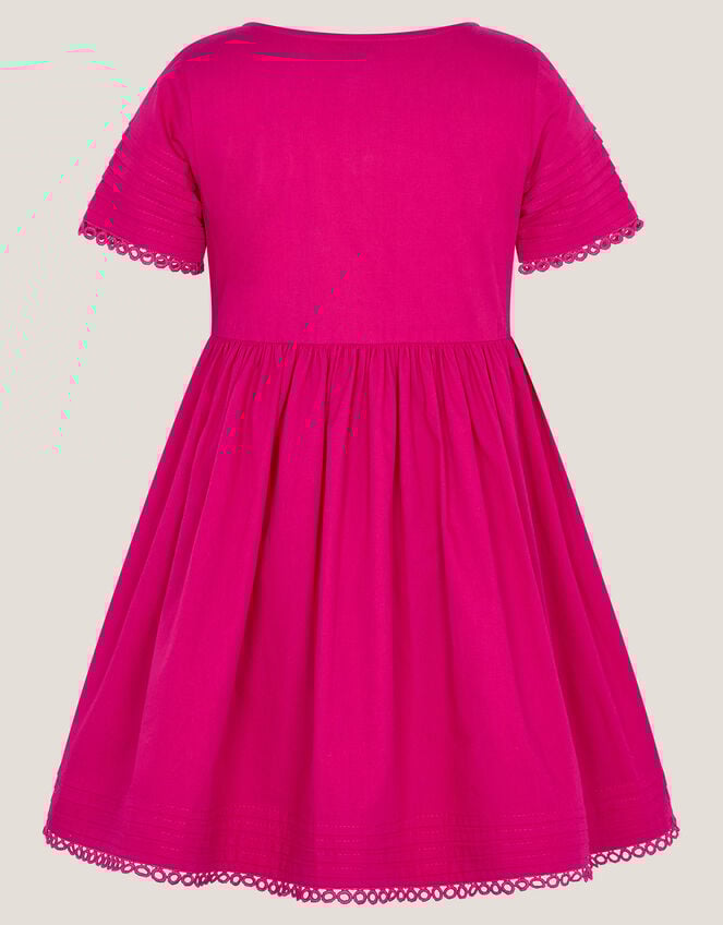 Embroidered Short Sleeve Dress, Pink (PINK), large