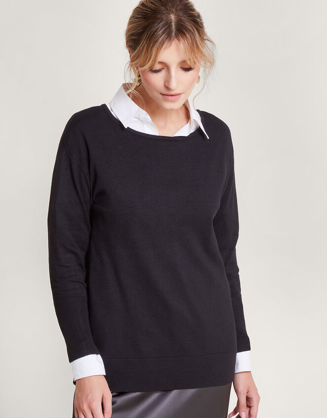 Slash Zip Detail Jumper, Black (BLACK), large