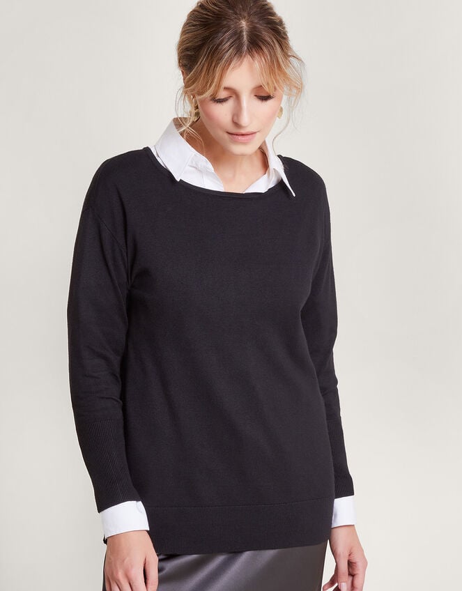 Slash Zip Detail Jumper, Black (BLACK), large
