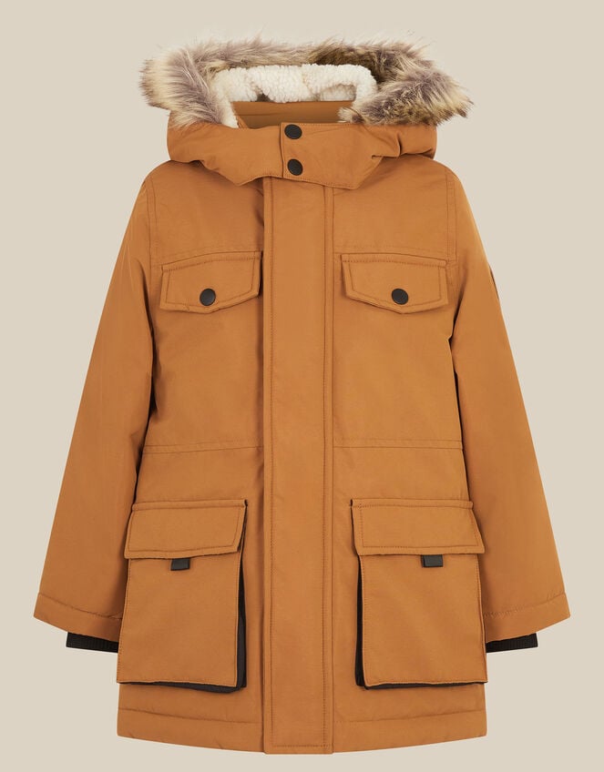 Water-Resistant Parka Coat, Tan (TAN), large