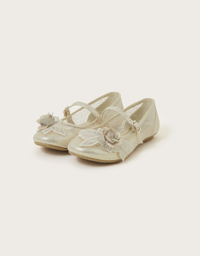 Rya Flower Princess Ballerina Flats, Gold (GOLD), large