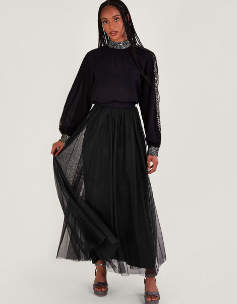 Tala Tulle Maxi Skirt, Black (BLACK), large