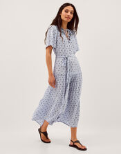 Mia Embroidered Print Midi Dress, Blue (BLUE), large