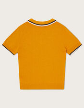 Knitted Polo T-Shirt, Yellow (MUSTARD), large