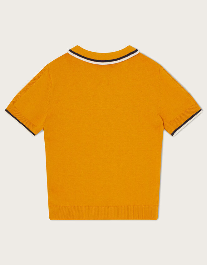Knitted Polo T-Shirt, Yellow (MUSTARD), large