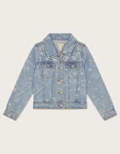 Unicorn Rhinestone Denim Jacket, Blue (BLUE), large
