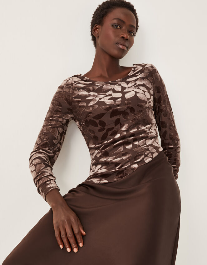 Delia Devor&eacute; Midi Slip Dress, Brown (CHOCOLATE), large