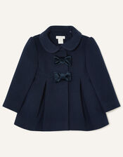 Baby Velvet Bow Swing Coat, Blue (NAVY), large