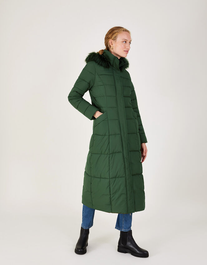 Morgan Hooded Padded Maxi Coat, Green (GREEN), large